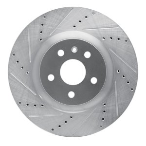 Buick Regal Brake Rotor (1) - Front Left - R1 Concepts - Drilled & Slotted - Silver - `09-`17